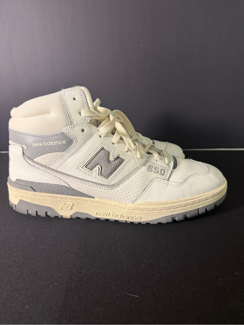 Aime Leon Dore Men’s High-Top Sneaker in Off-White and Light Gray
